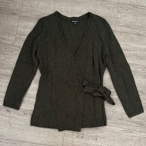 J. Crew Olive Green Wrap Cardigan with Side Tie